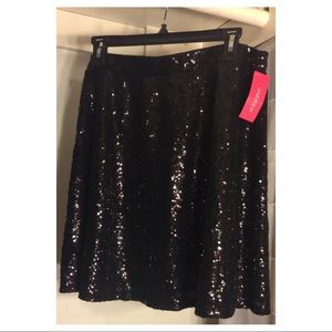 Black Sequins Skater Skirt